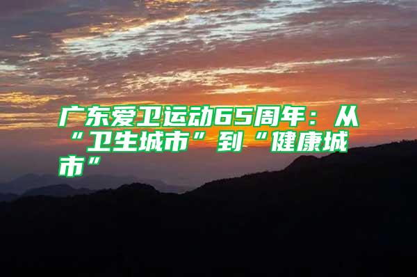 廣東愛(ài)衛(wèi)運(yùn)動(dòng)65周年:從“衛(wèi)生城市”到“健康城市”