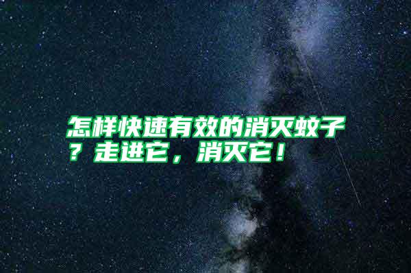 怎樣快速有效的消滅蚊子？走進它，消滅它！